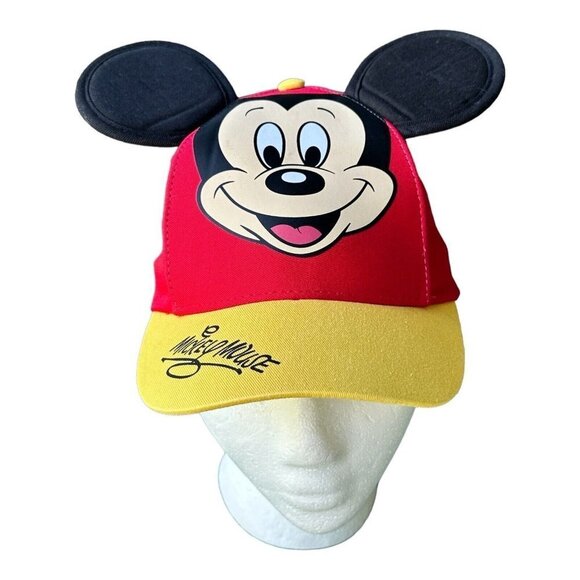 Disney Parks Mickey Mouse Snapback Hat with Ears Youth Kids Red Yellow Black EUC - Picture 2 of 8